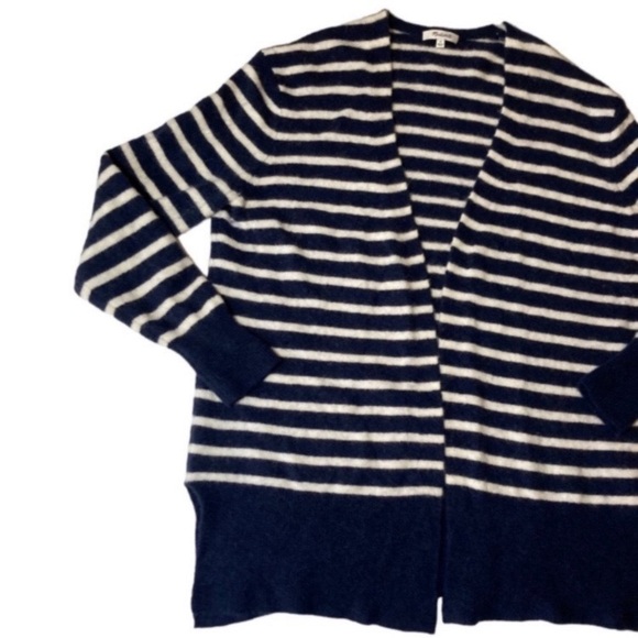 Madewell Navy White Stripe Wool Alpaca Blend Cardigan Medium - Picture 2 of 6